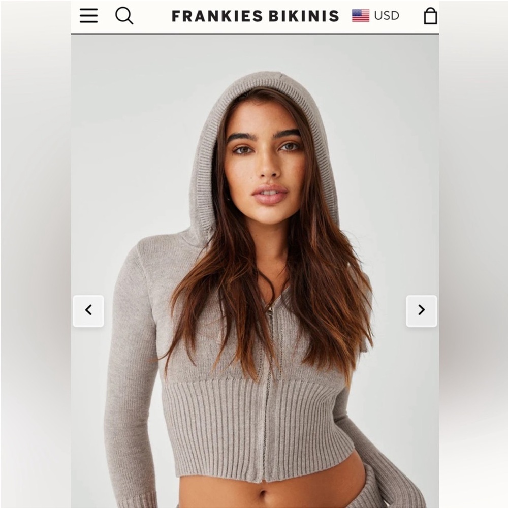 Frankies Bikinis Cloud Knit Zip Up Hoodie